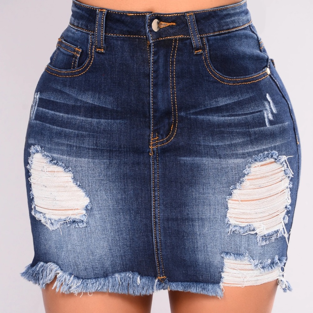 Fashion Nova Distressed Denim Mini Skirt